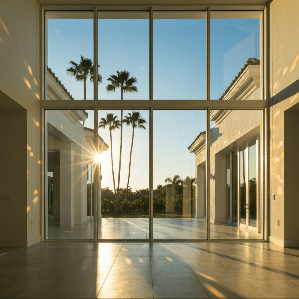 Sparkling clean windows on a South Florida home